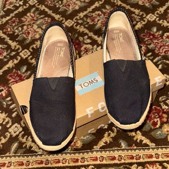 Toms Shoes - TOMS Women's Classic Black Stripe University Canvas Slip-On Loafers